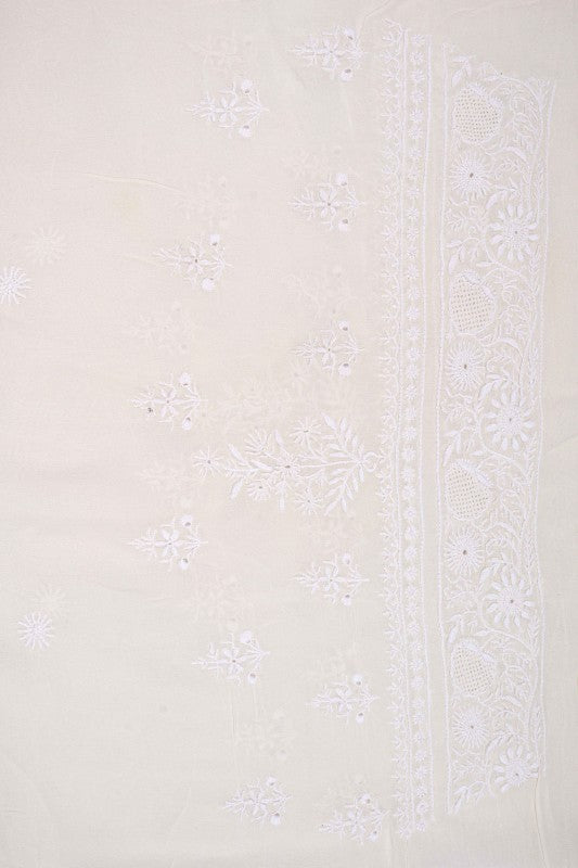 Ada Hand Embroidered White Pure Georgette Lucknowi Chikankari Saree with Blouse A631928