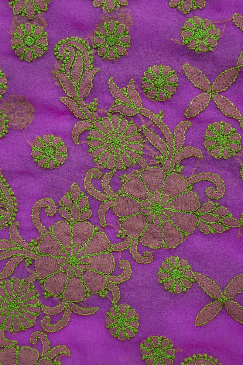 Ada Exclusive Handcrafted Pink Georgette Lucknowi Chikankari Saree with Blouse A204967