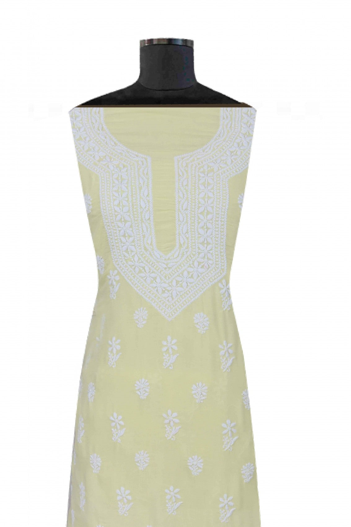 Ada Hand Embroidered Lemon Modal Lucknowi Chikankari Unstitched Suit Piece 01A172731