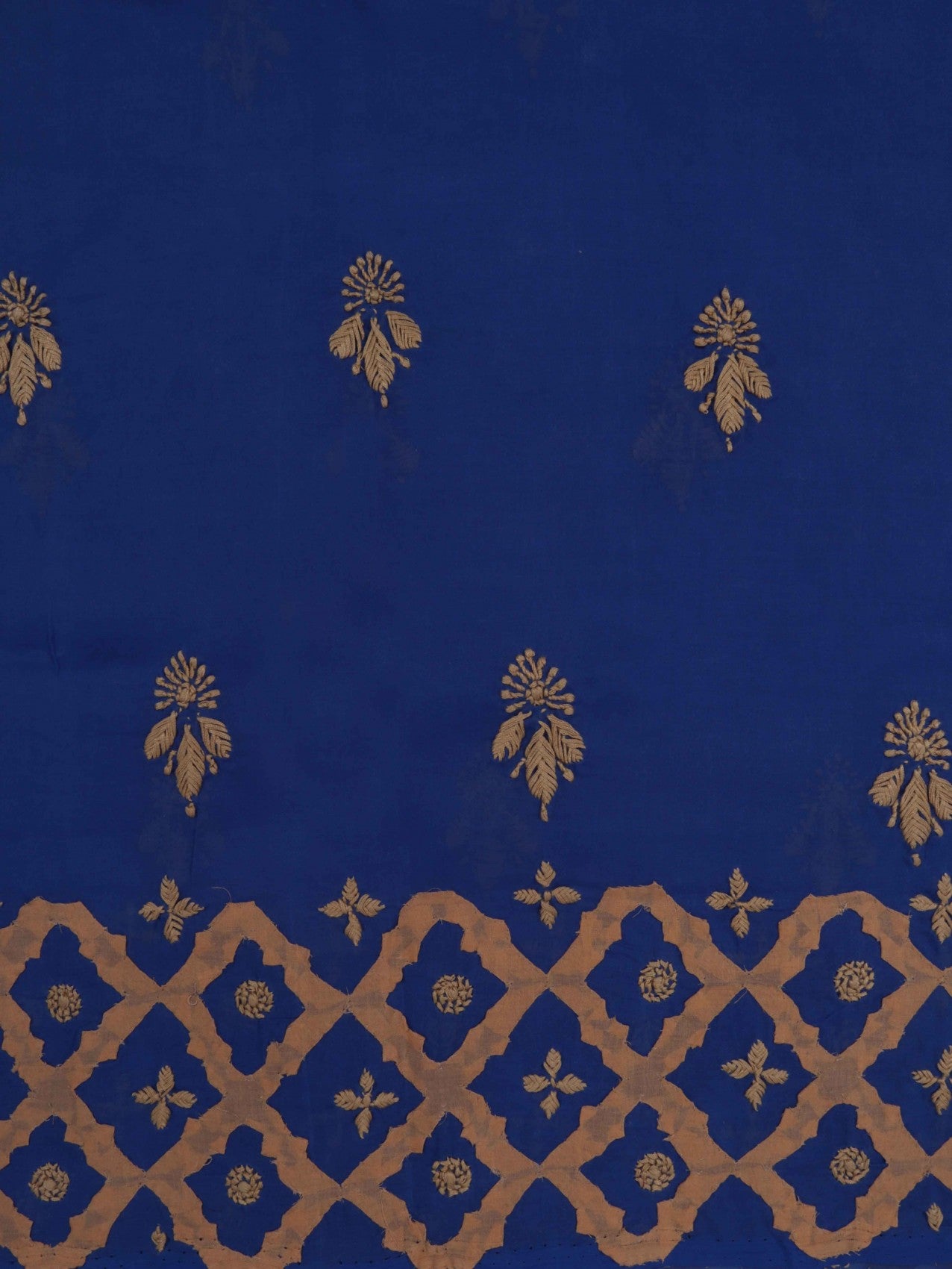 Ada Hand Embroidered Egyptian Blue Cotton Lucknowi Chikankari Unstitched Suit Piece 01A24913