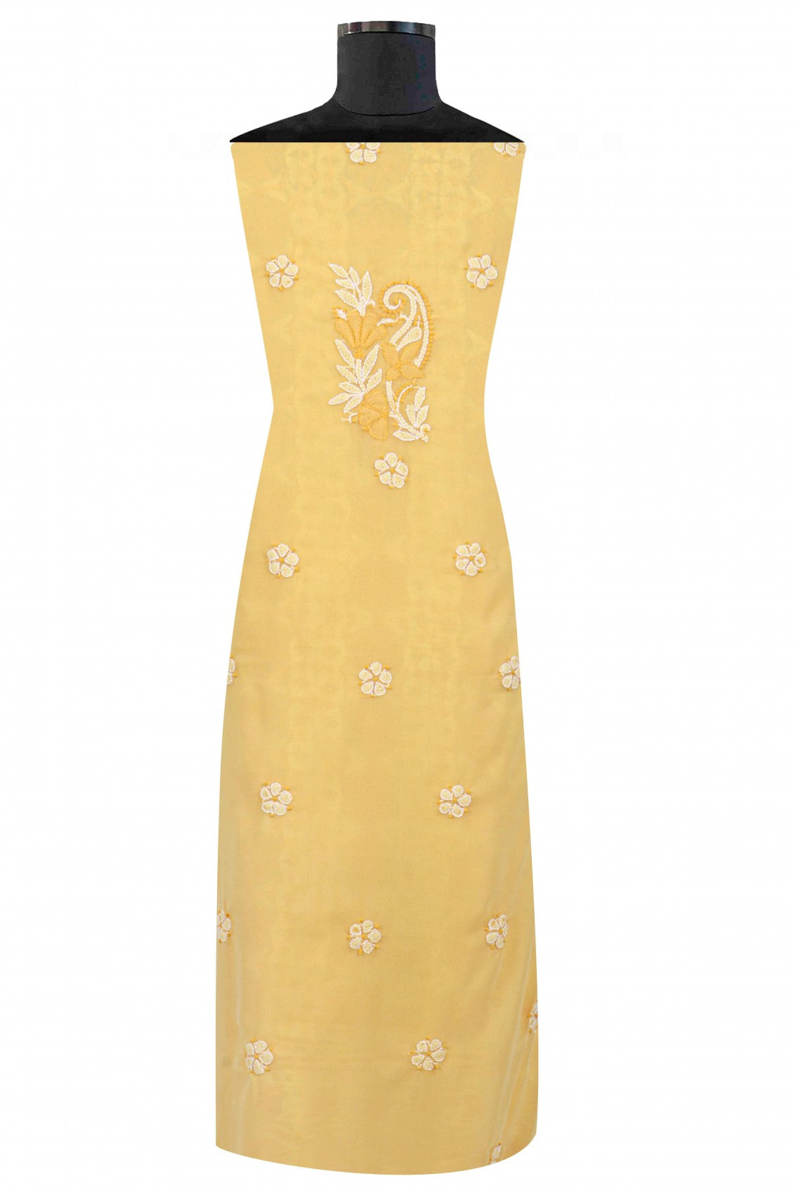 Ada Hand Embroidered Yellow Georgette Lucknowi Chikankari Unstitched Suit Piece 01A151216