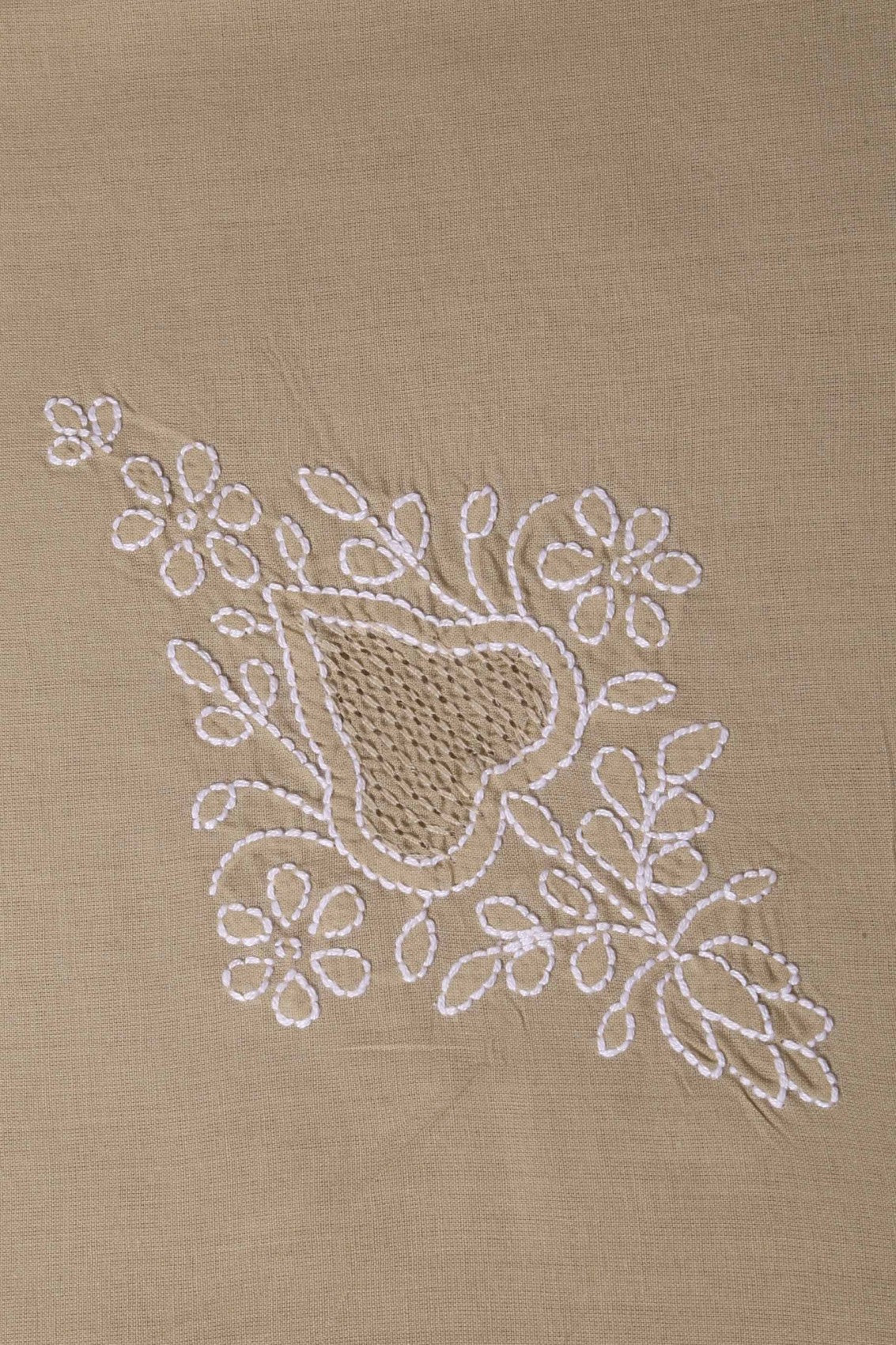 Ada Hand Embroidered Fawn Cotton Lucknowi Chikankari Napkin Set 01A122140