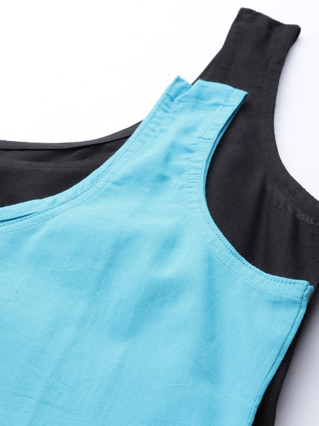 Ada Black And Blue Cotton Long Slips Combo of 2 A111132.