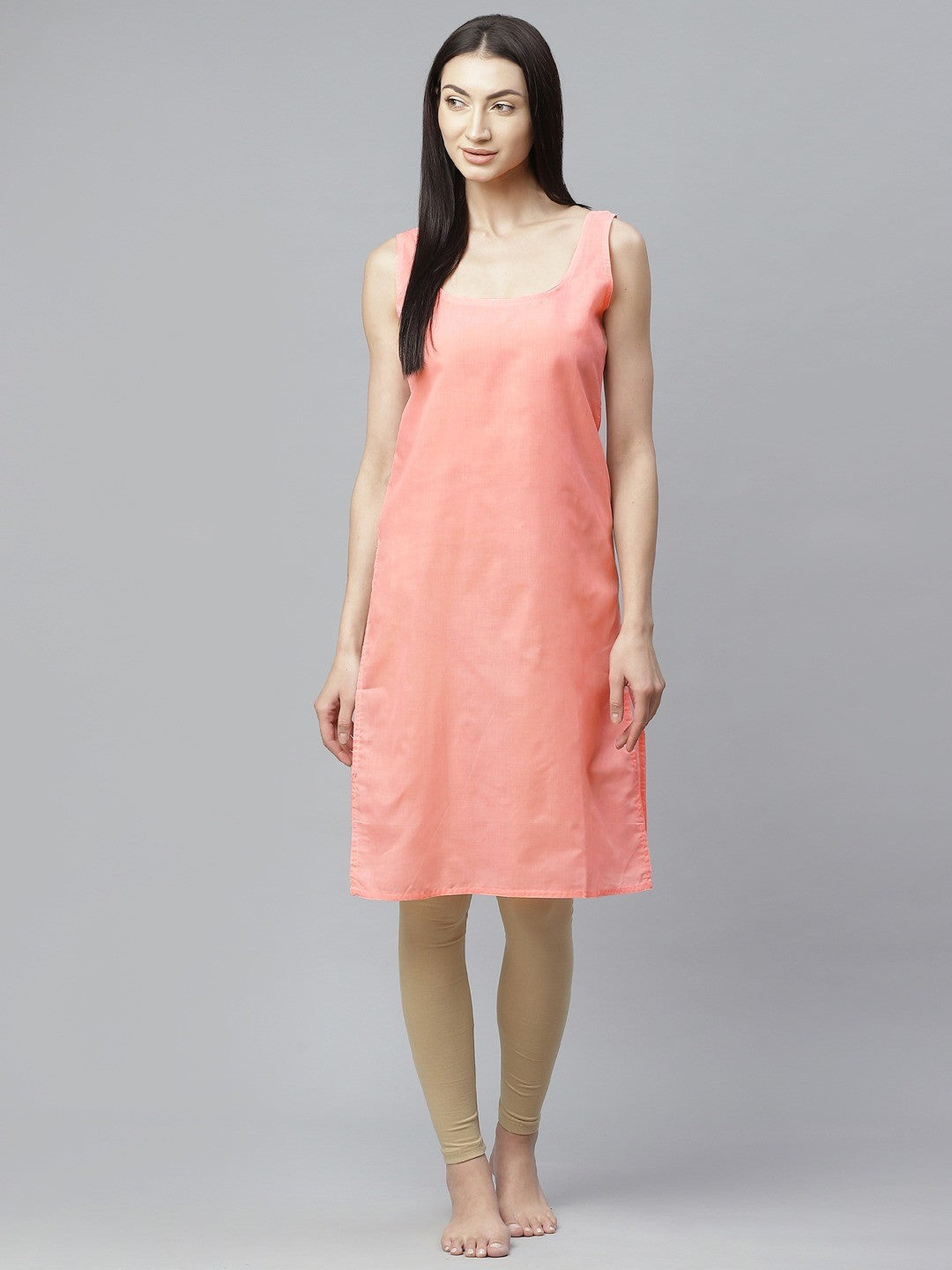 Ada White and Peach Cotton Long Slips Combo of 2  A294929.