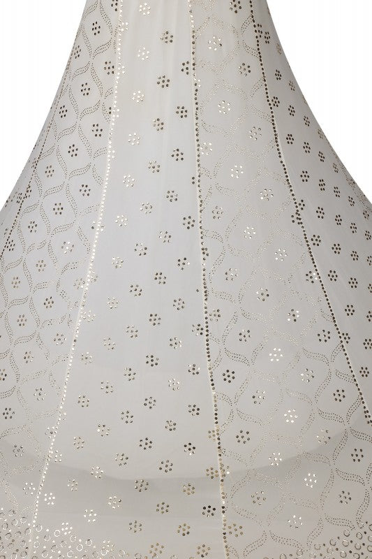 Ada Hand Embroidered White Pure Georgette Lucknowi Chikankari Lehenga Set with Muqaish Work A602582