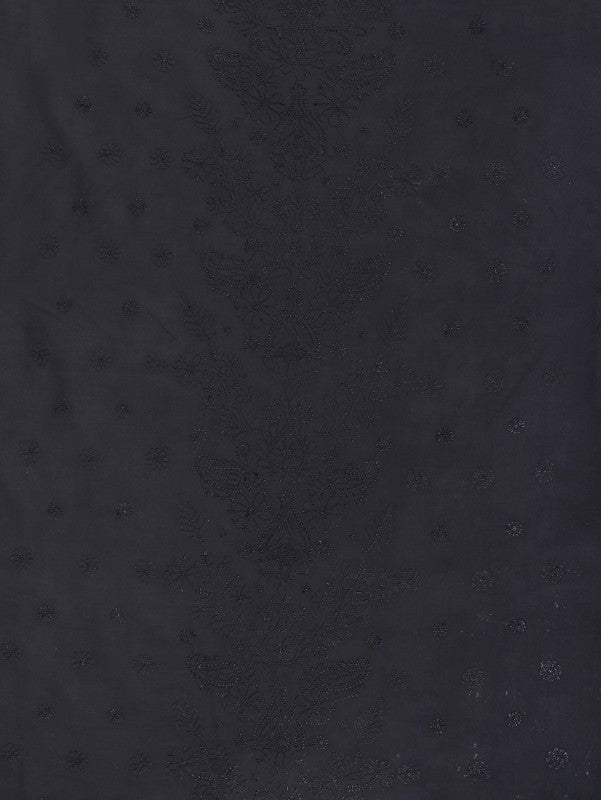 Ada Hand Embroidered Black Cotton Lucknowi Chikankari Unstitched Suit Piece 01A221144