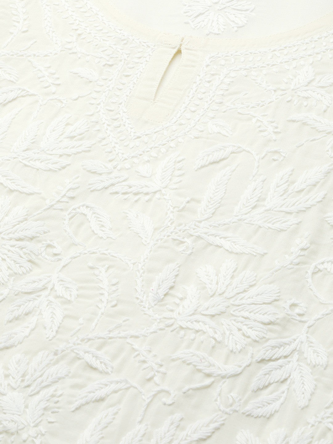 Ada Hand Embroidered Cream Cotton Lucknowi Chikan Kurta A411179