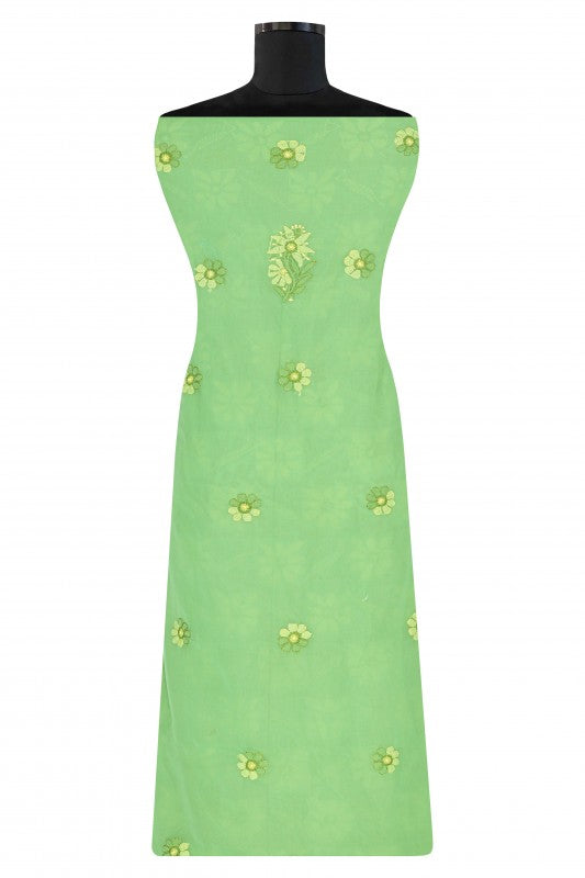 Ada Hand Embroidered Green Georgette Lucknowi Chikan Unstitched Kurta Piece A611840
