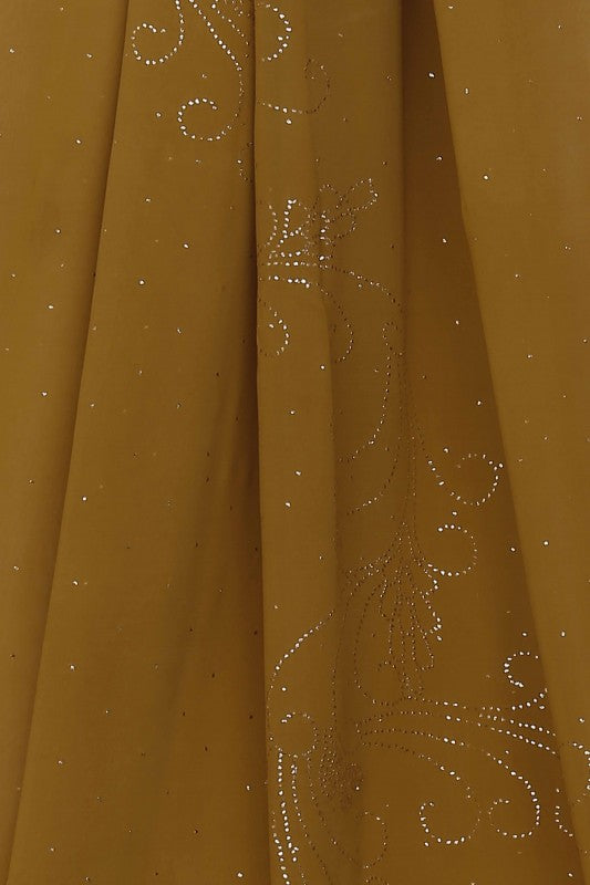 Ada Hand Embroidered Mustard Georgette Saree with Muqaish Work-A598061