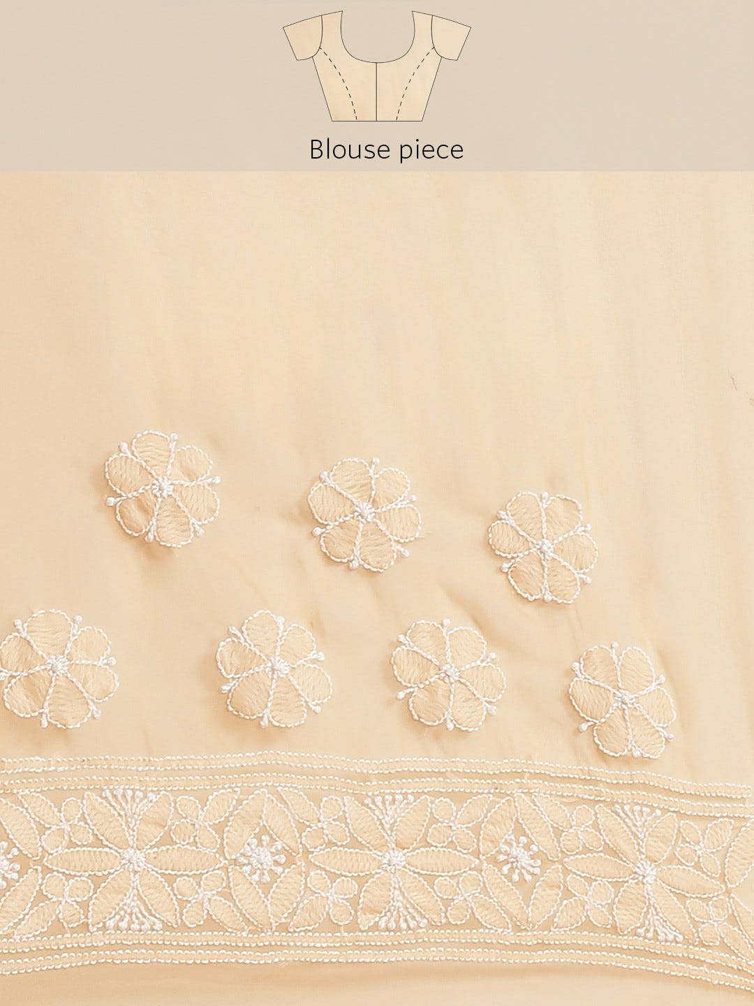 Ada Hand Embroidered Peach Georgette Lucknow Chikan Saree with Blouse A311240