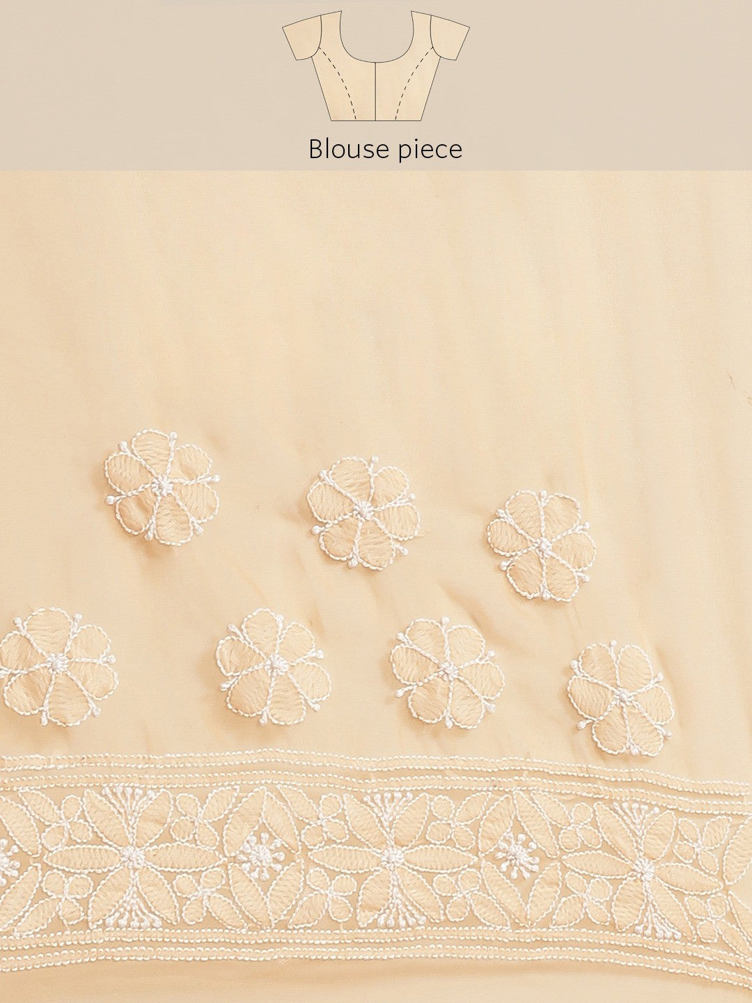 Ada Hand Embroidered Peach Georgette Lucknow Chikan Saree with Blouse A311240