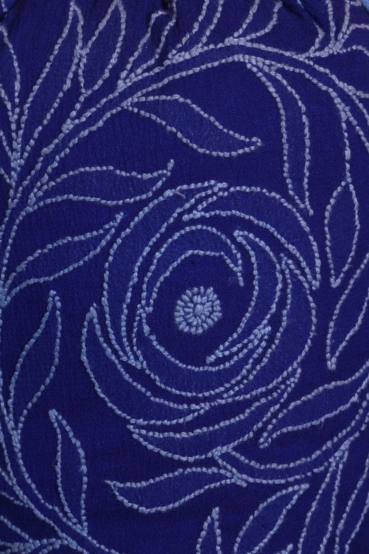Ada Hand Embroidered Royal Blue Georgette Lucknow Chikankari Potli A601170