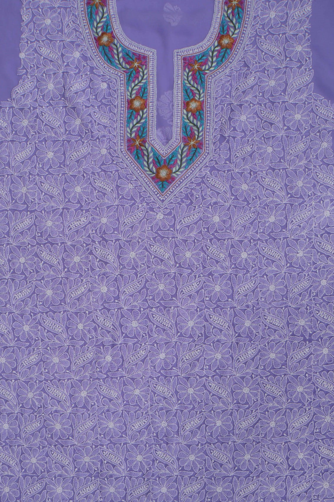 Ada Hand Embroidered Mauve Georgette Lucknowi Chikankari Unstitched Suit Piece With Parsi Work 01A250597