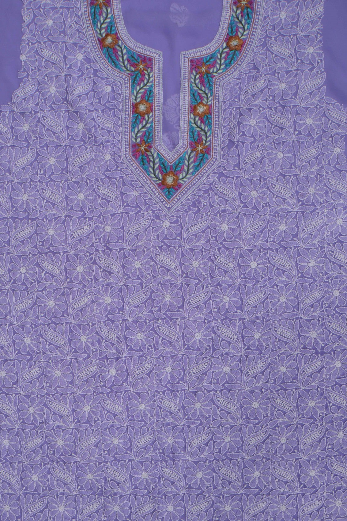 Ada Hand Embroidered Mauve Georgette Lucknowi Chikankari Unstitched Suit Piece With Parsi Work 01A250597