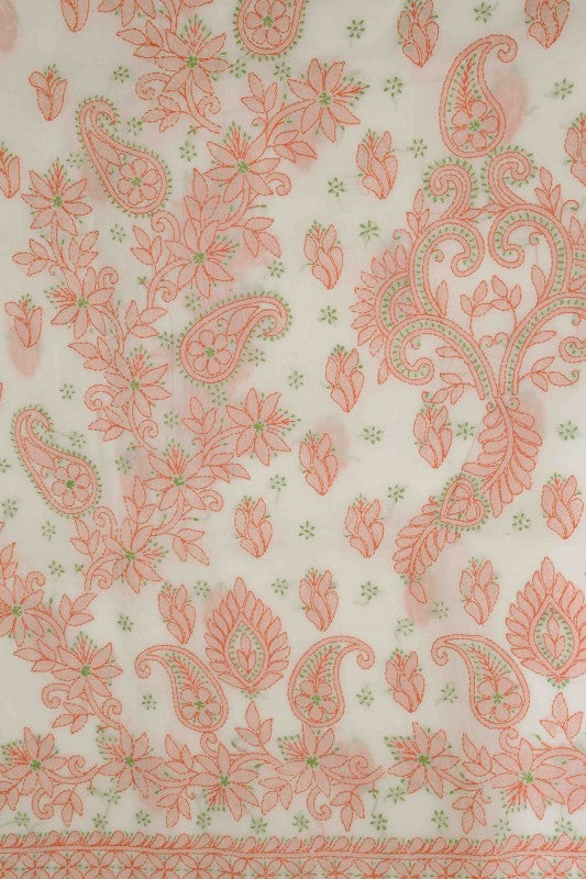 Ada Hand Embroidered Cream Cotton Lucknowi Chikan Unstitched Suit Piece - A211137
