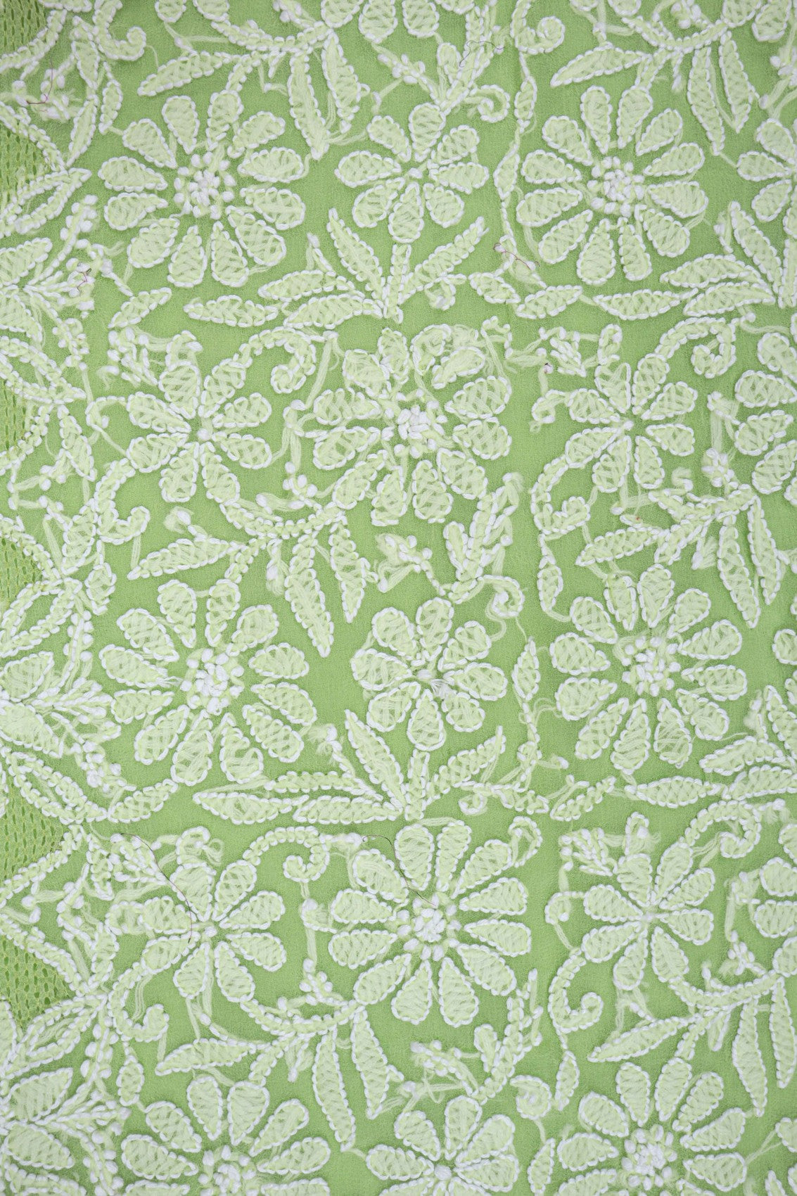 Ada Hand Embroidered Parrot Green Georgette Lucknowi Chikankari Unstitched Suit Piece 01A151166