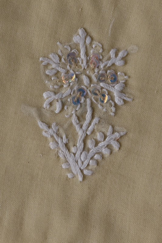 Ada Hand Embroidered Fawn Cotton Lucknowi Chikankari Table Coaster A604173