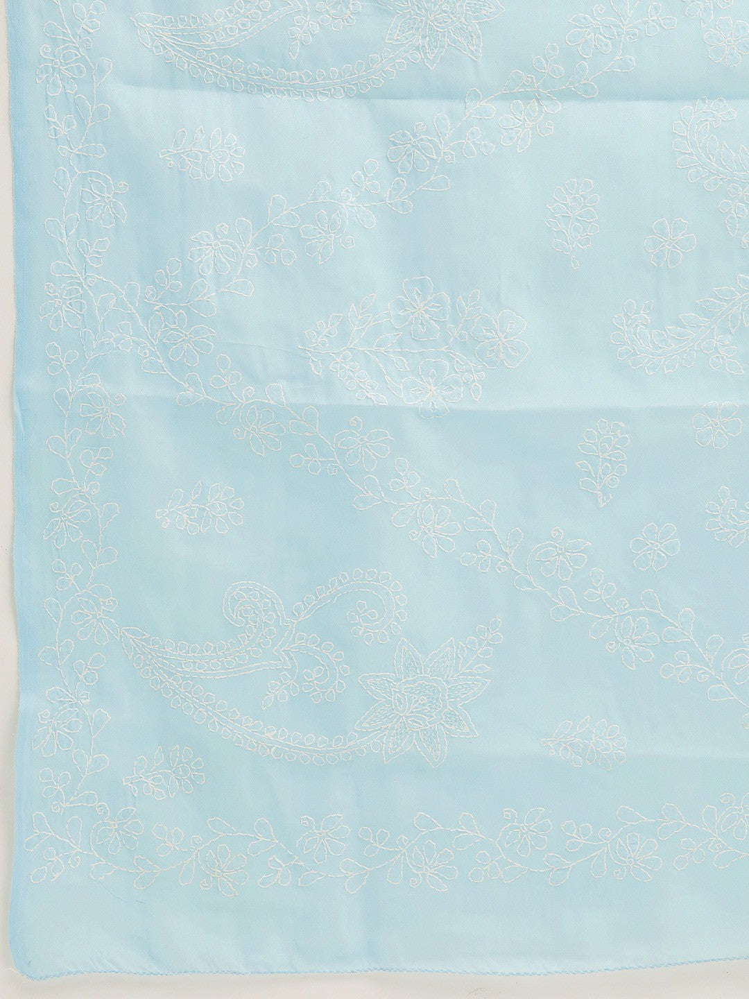 Ada Hand Embroidered Blue Cotton Lucknow Chikan Saree With Blouse- A311202