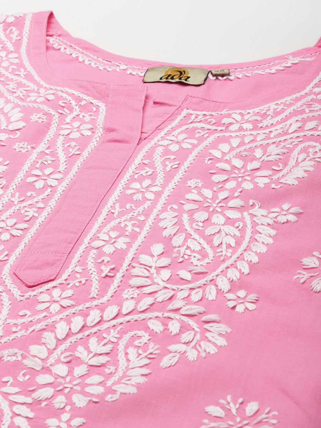 Ada Hand Embroidered Pink Cotton Lucknowi Chikankari Short Kurti A911187