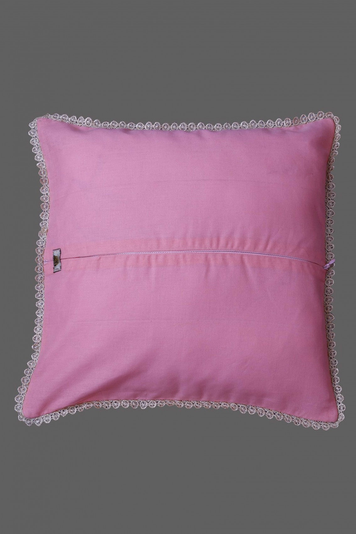 Ada Hand Embroidered Light Pink Chanderi Lucknowi Chikankari Cushion Cover 01A202998