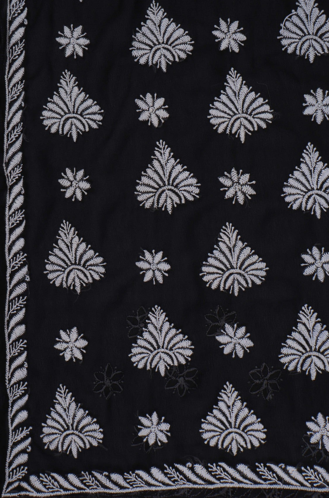 Ada Hand Embroidered Black Georgette Lucknowi Chikankari Saree With Blouse A564485