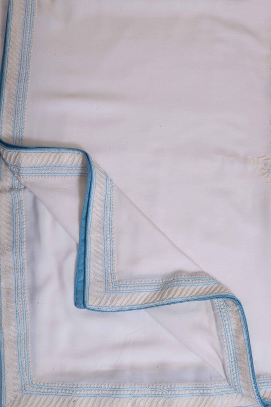 Ada Hand Embroidered White Cotton Lucknowi Chikankari Table Cover A220548
