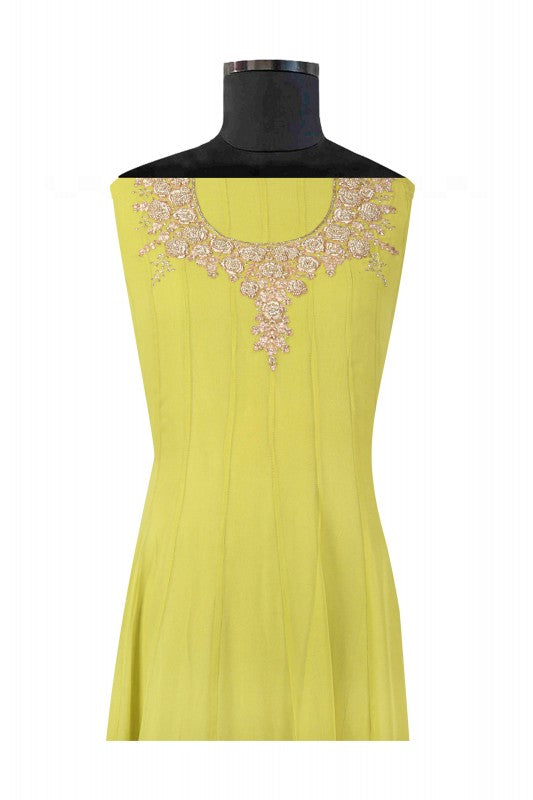 Ada Hand Embroidered Sheen Green Pure Georgette Lucknowi Chikankari Semi-Stitched Anarkali Kurta Dupatta Set With Zardosi Work A192509