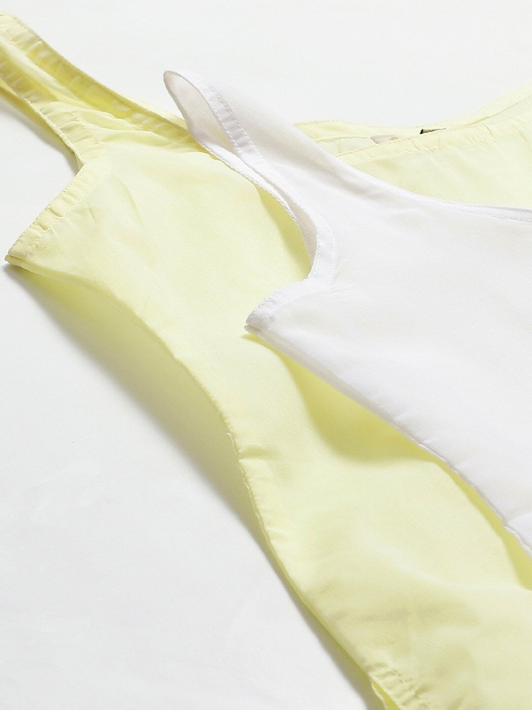 Ada Lemon and White Cotton Long Slips Combo of 2  A307683.