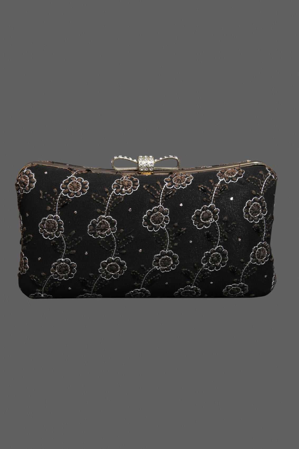 Ada Hand Embroidered Black Pure georgette Lucknowi Chikankari Clutch With Muqaish Work A606048