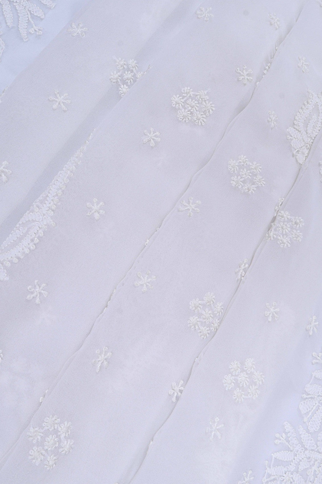 Ada Hand Embroidered White Georgette Lucknowi Chikankari Saree With Blouse A170290