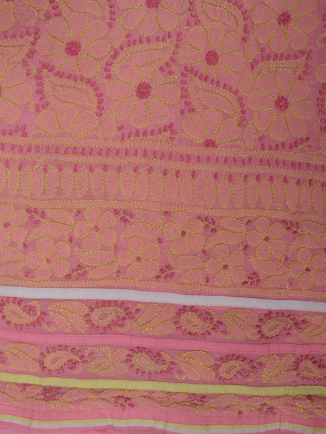 Ada Hand Embroidered Pink Cotton Lucknowi Chikankari Unstitched Suit Piece 01A193487