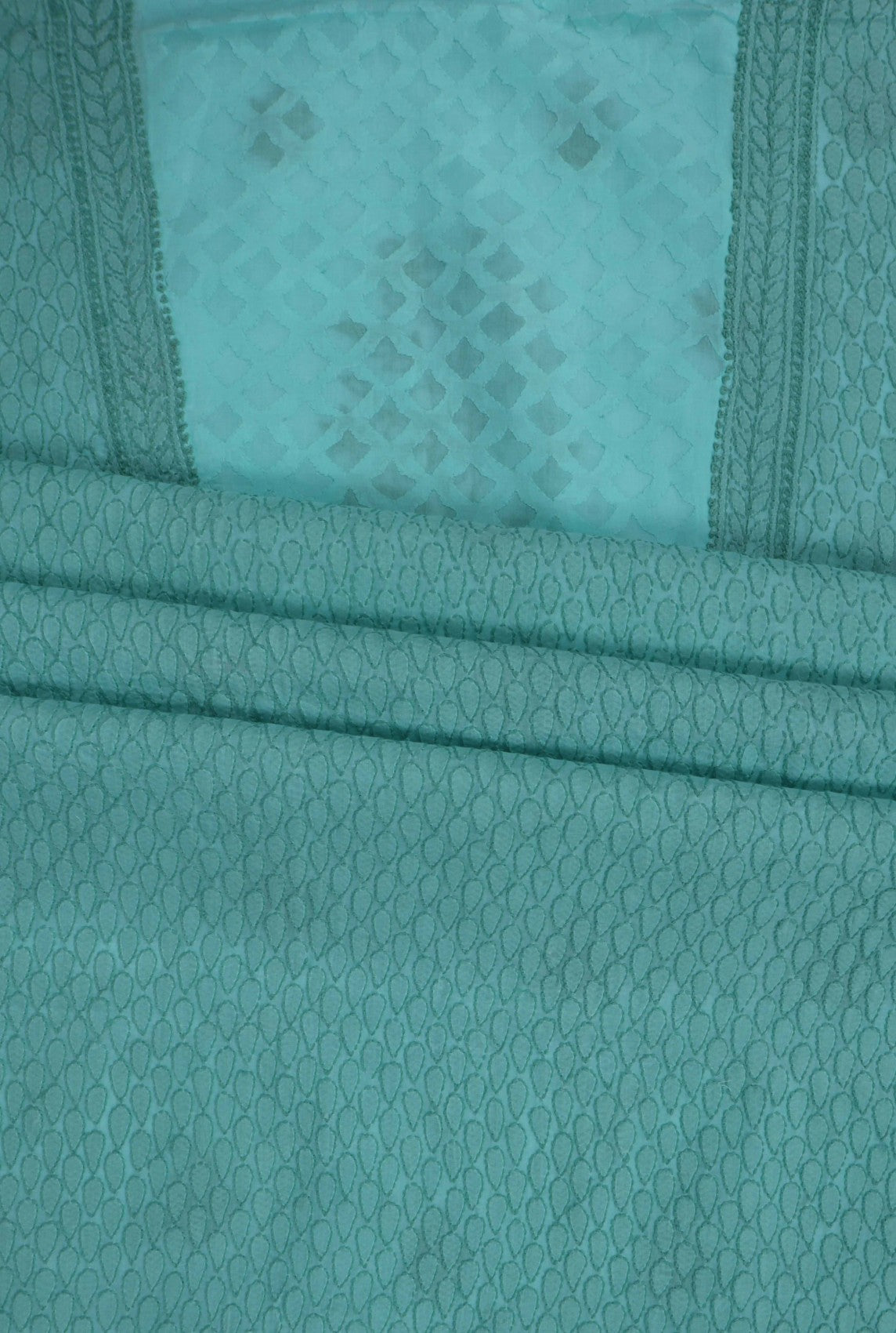 Ada Hand Embroidered Sea Green Cotton Lucknowi Chikankari Unstitched Suit Piece A576409