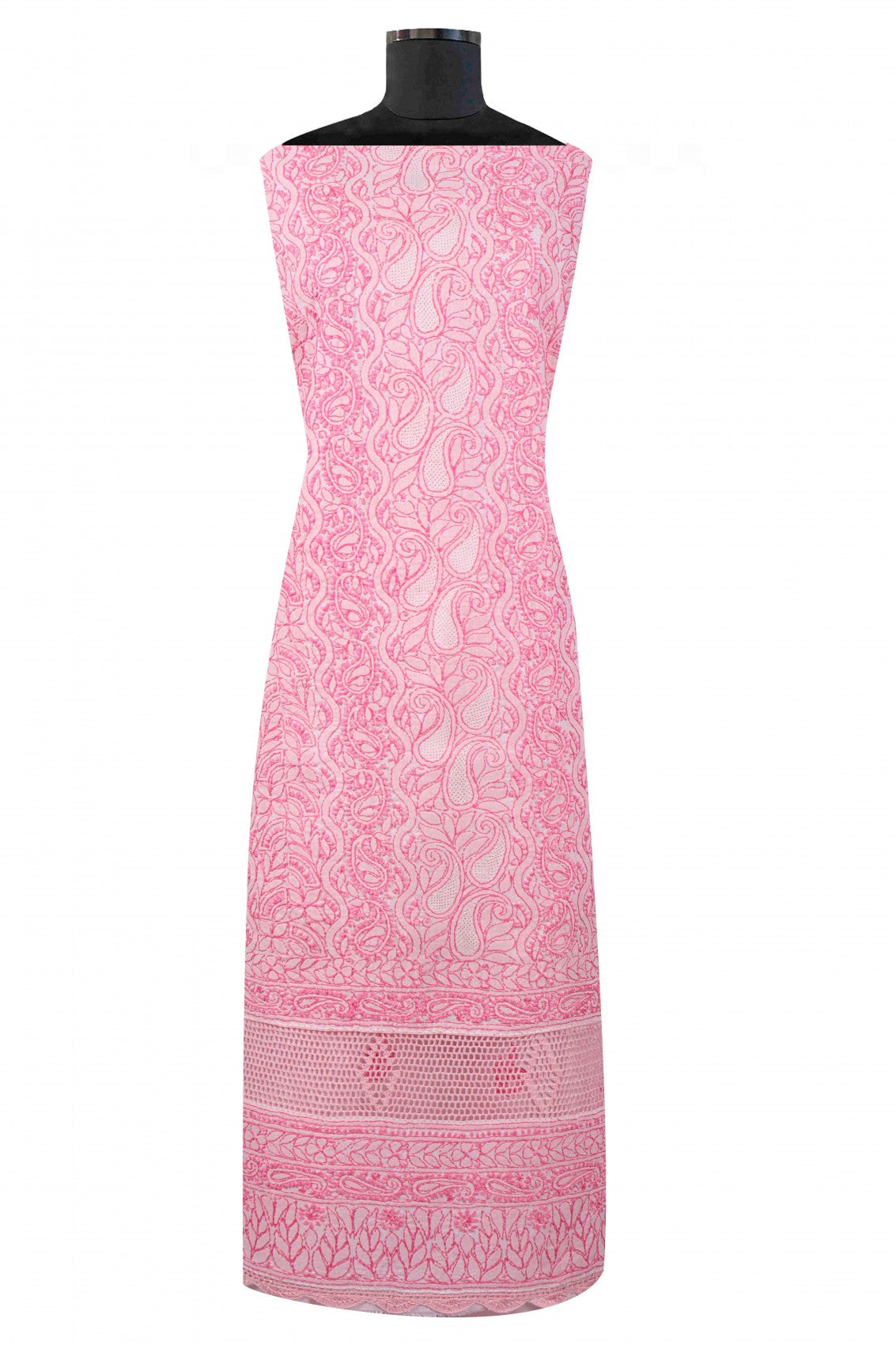 Ada Hand Embroidered Baby Pink Cotton Lucknowi Chikankari Unstitched Suit Piece A579182