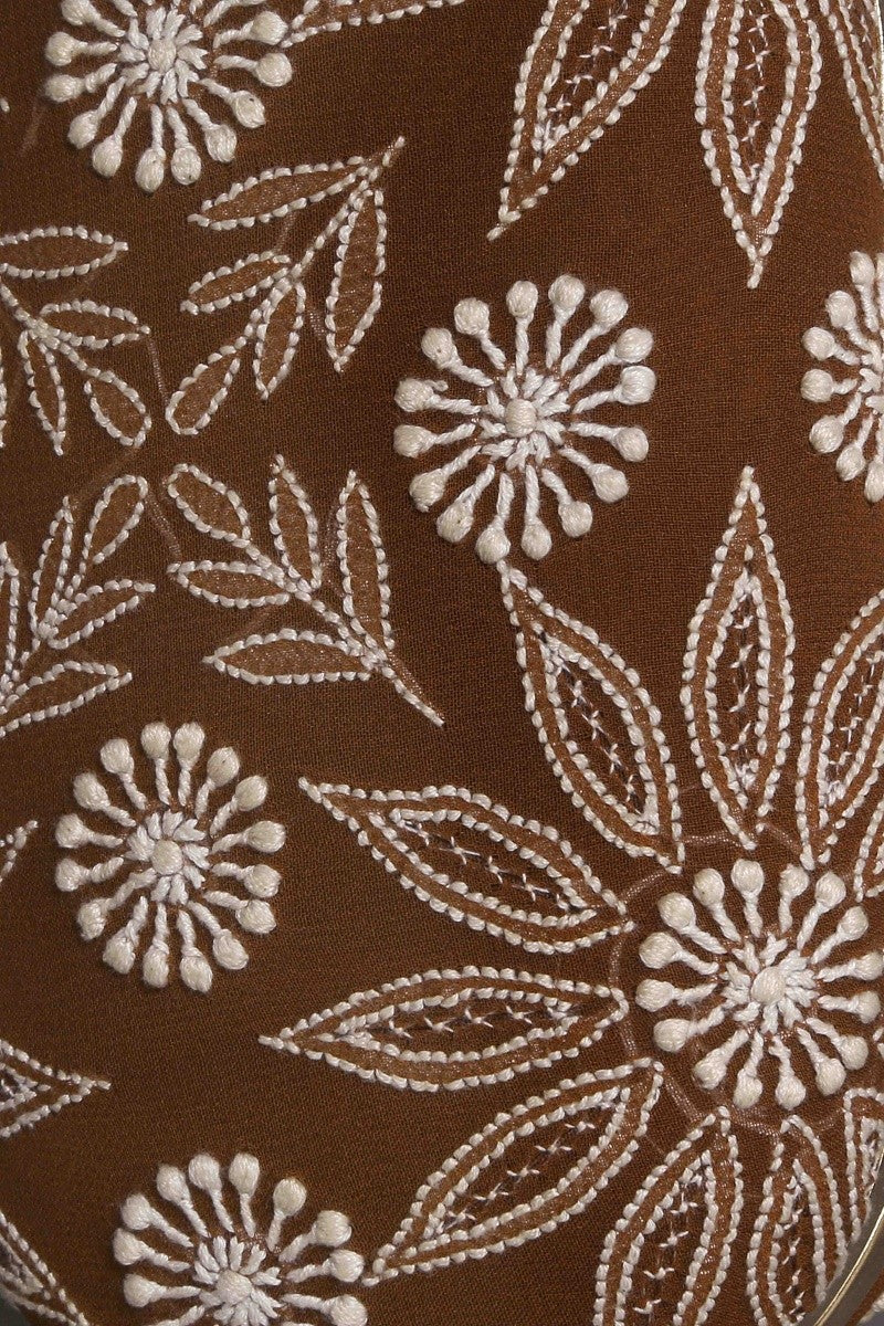 Ada Hand Embroidered Brown Pure Georgette Lucknow Chikankari Clutch A548983
