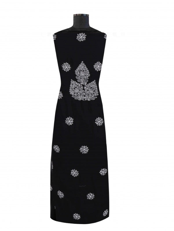 Ada Hand Embroidered Black Georgette Lucknowi Chikan Unstitched Suit Piece A211226