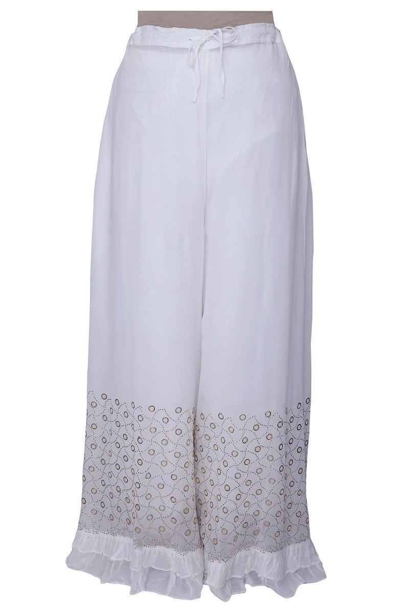 Ada Hand Embroidered White Georgette Lucknow Chikan Palazzo A591018
