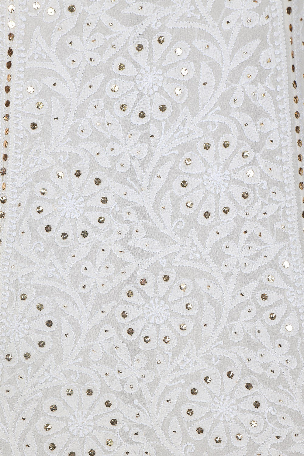 Ada Hand Embroidered White Pure Georgette Lucknowi Chikankari Lehenga Set with Muqaish Work A617820