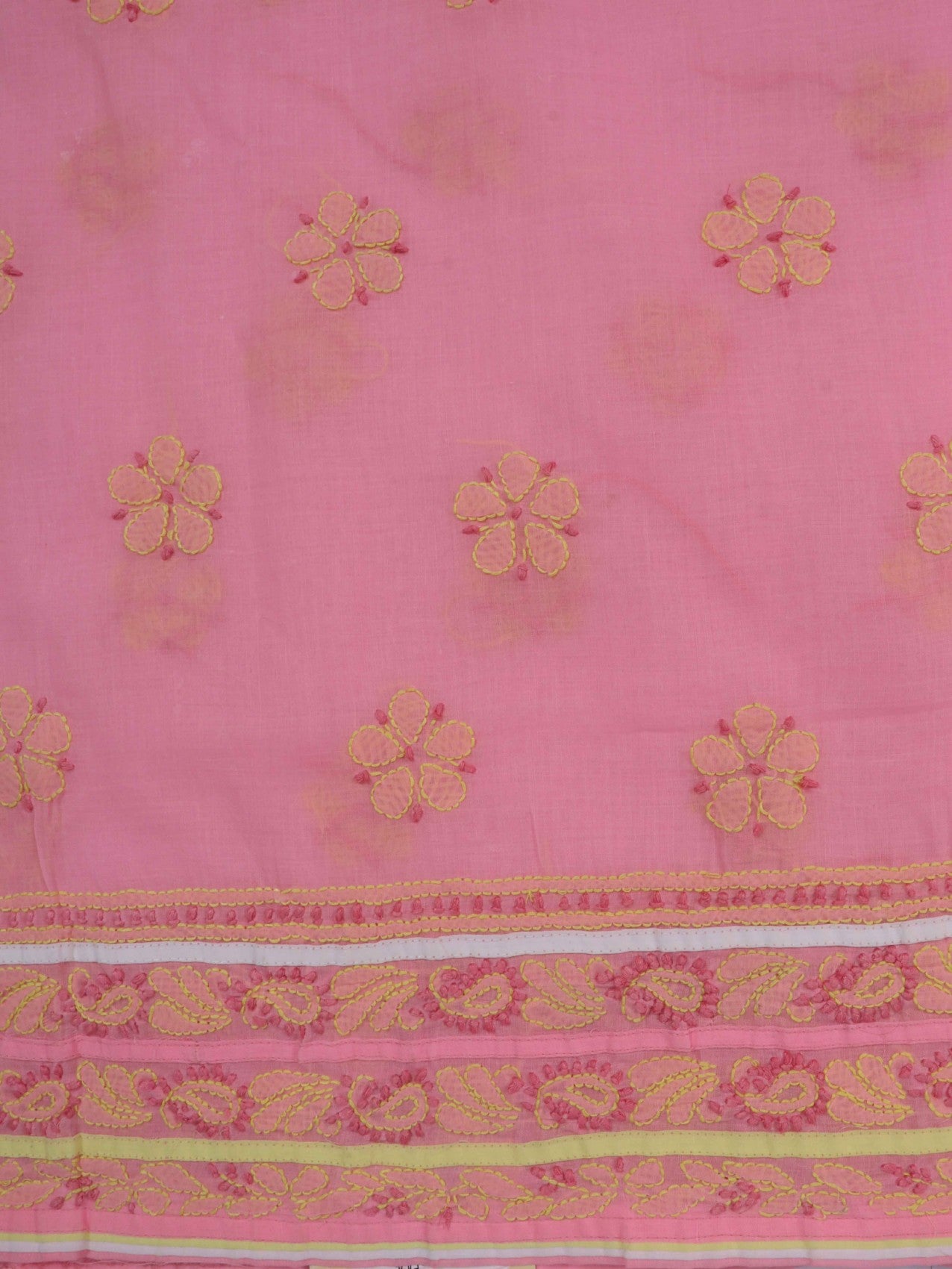 Ada Hand Embroidered Pink Cotton Lucknowi Chikankari Unstitched Suit Piece 01A193487
