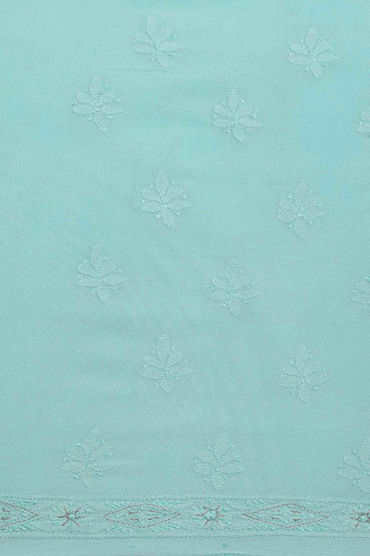 Ada Hand Embroidered Sea Green Georgette Lucknowi Chikan Unstitched Kurta Piece A501429