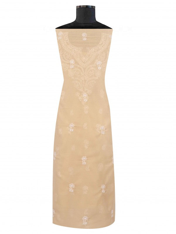 Ada Hand Embroidered Fawn Georgette Lucknowi Chikan Unstitched Suit Piece A615225