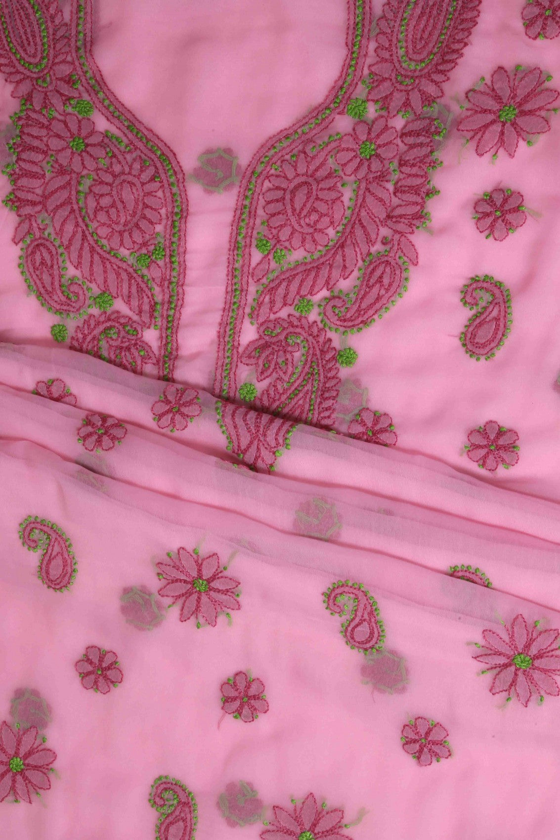 Ada Hand Embroidered Pink Georgette Lucknowi Chikankari Unstitched Suit Piece A211195