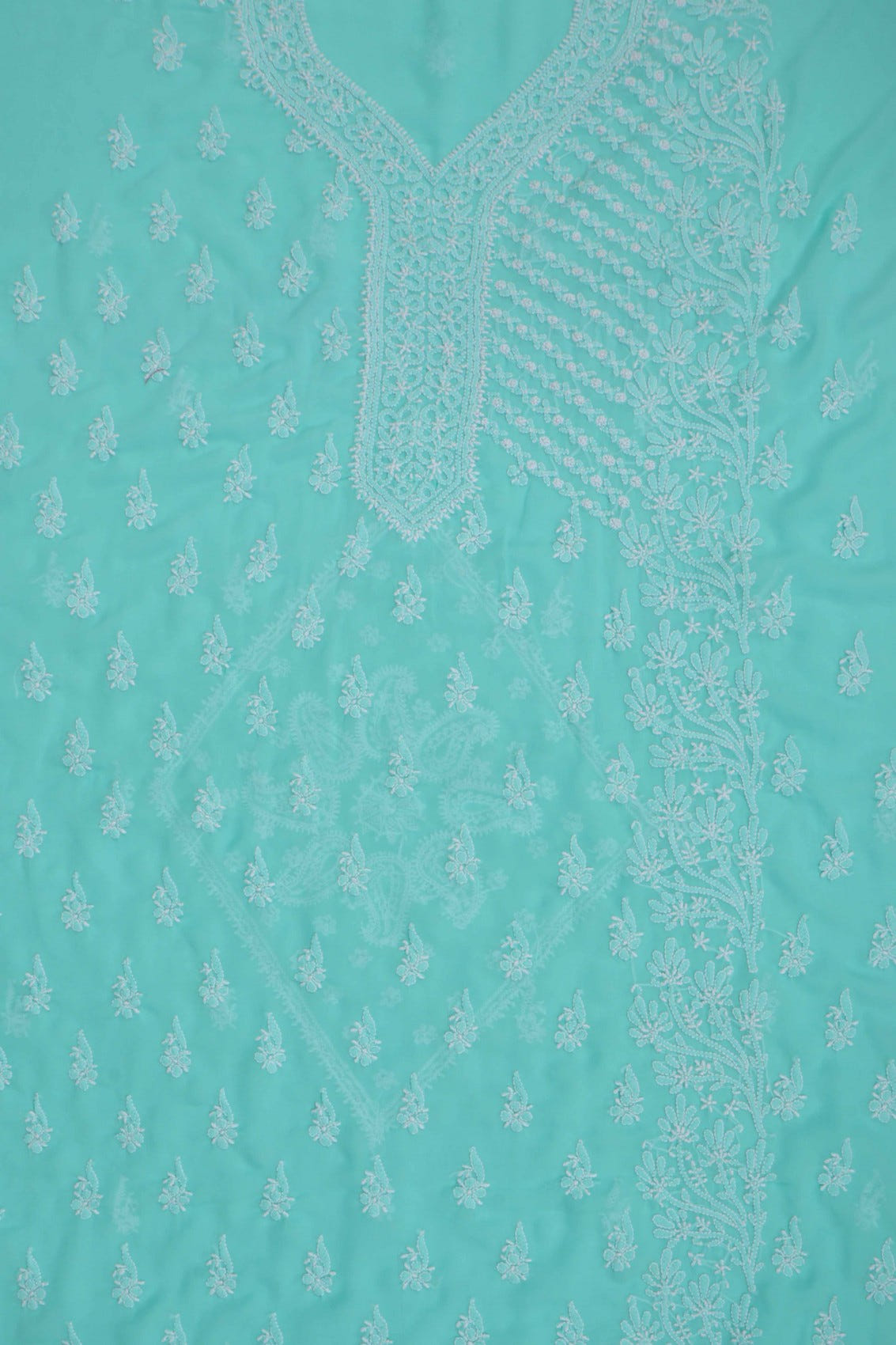 Ada Hand Embroidered Sea Green Georgette Lucknowi Chikankari Unstitched Suit Piece A615333