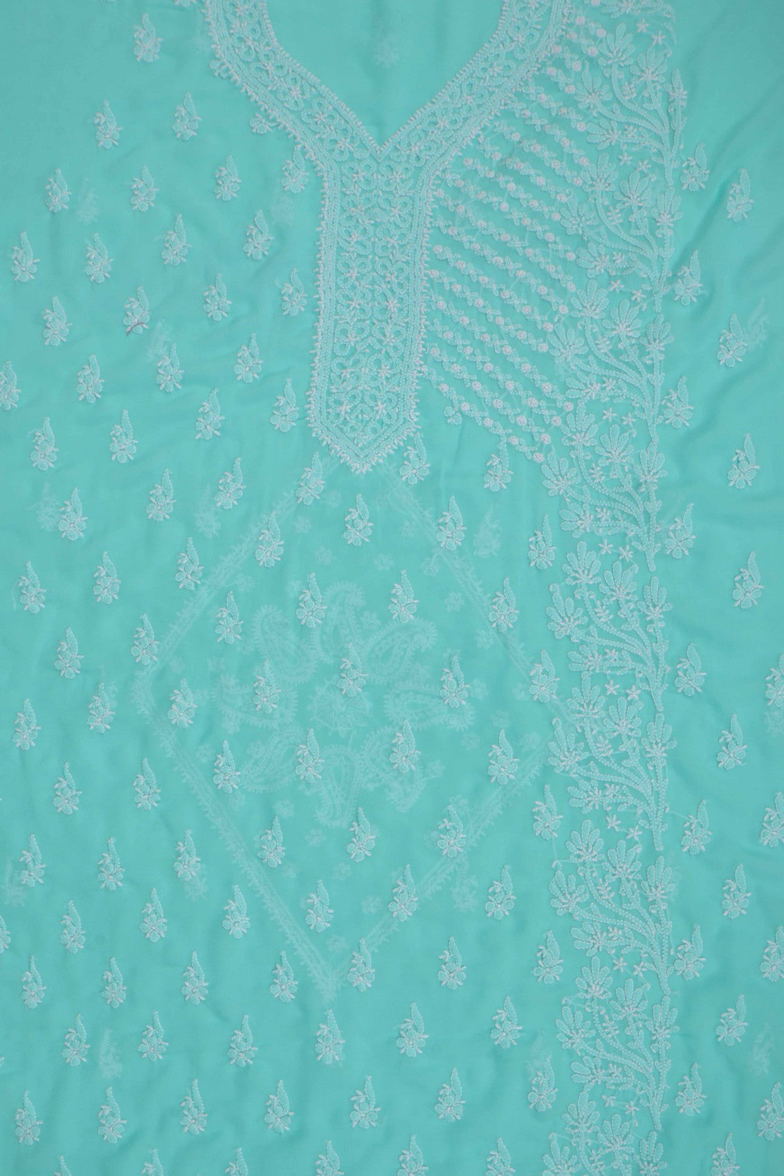 Ada Hand Embroidered Sea Green Georgette Lucknowi Chikankari Unstitched Suit Piece A615333