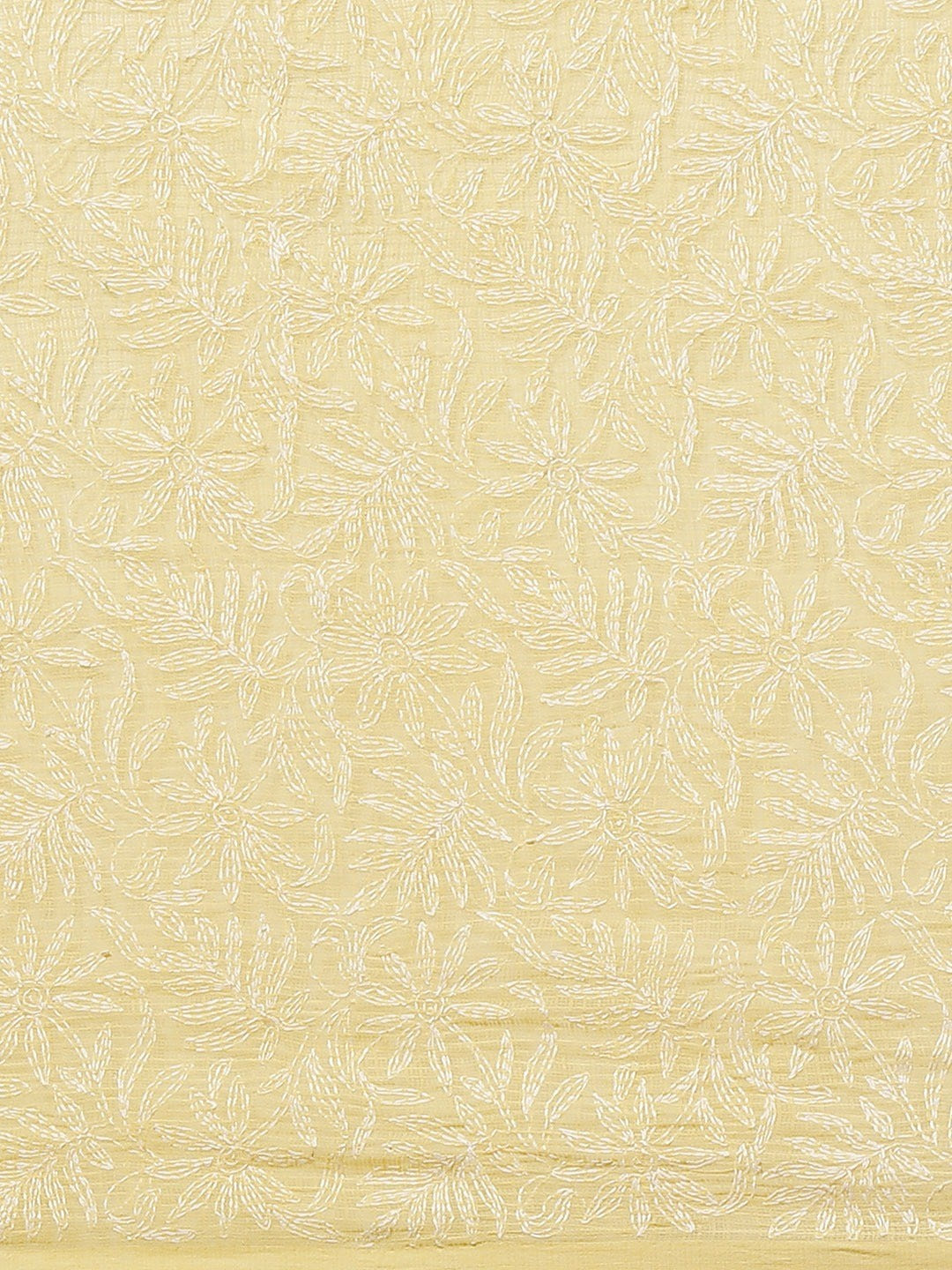 Ada Hand Embroidered Yellow Kota Lucknow Chikan Saree With Blouse- A311228