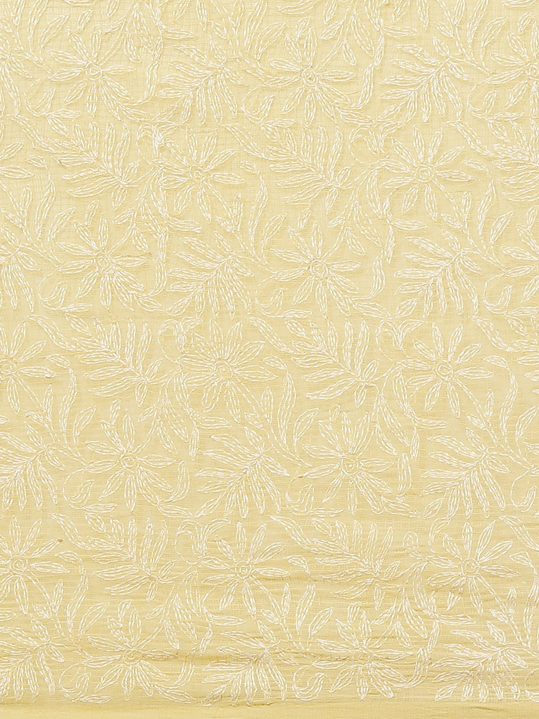 Ada Hand Embroidered Yellow Kota Lucknow Chikan Saree With Blouse- A311228