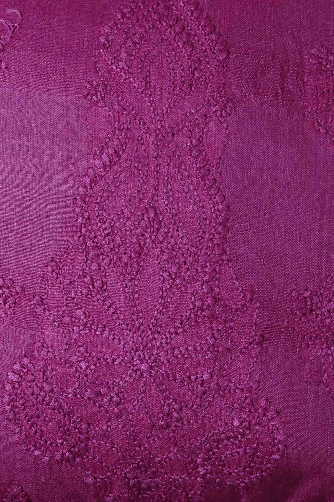 Ada Hand Embroidered Magenta Silk Lucknowi Chikankari Cushion Cover A628222