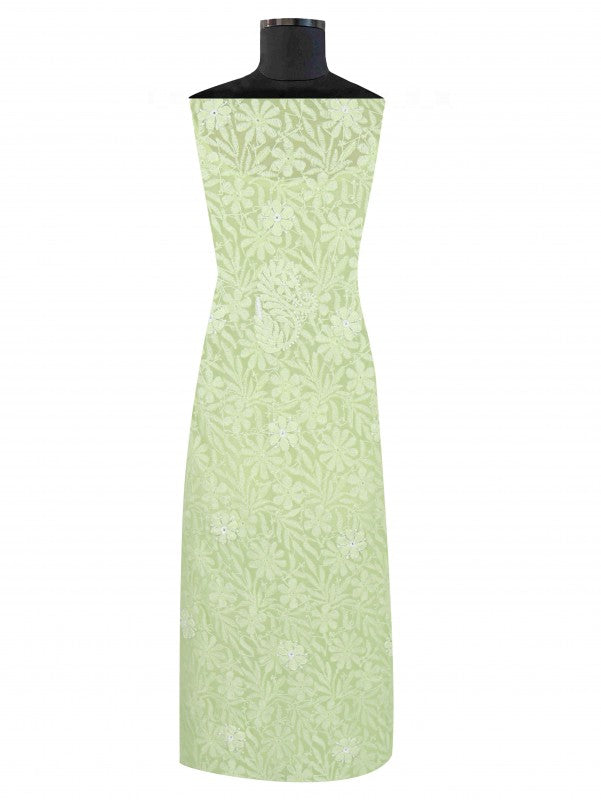 Ada Hand Embroidered Lizard Green Georgette Lucknowi Chikankari Unstitched Suit Piece 01A209281