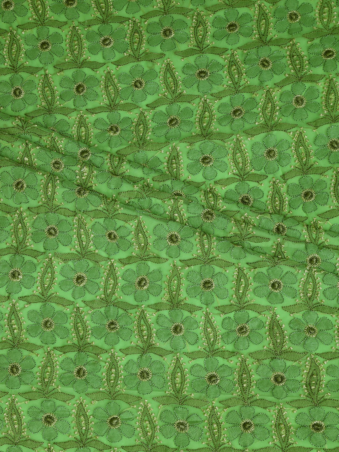 Ada Hand Embroidered Parrot Green Georgette Lucknowi Chikankari Unstitched Suit Piece A593486