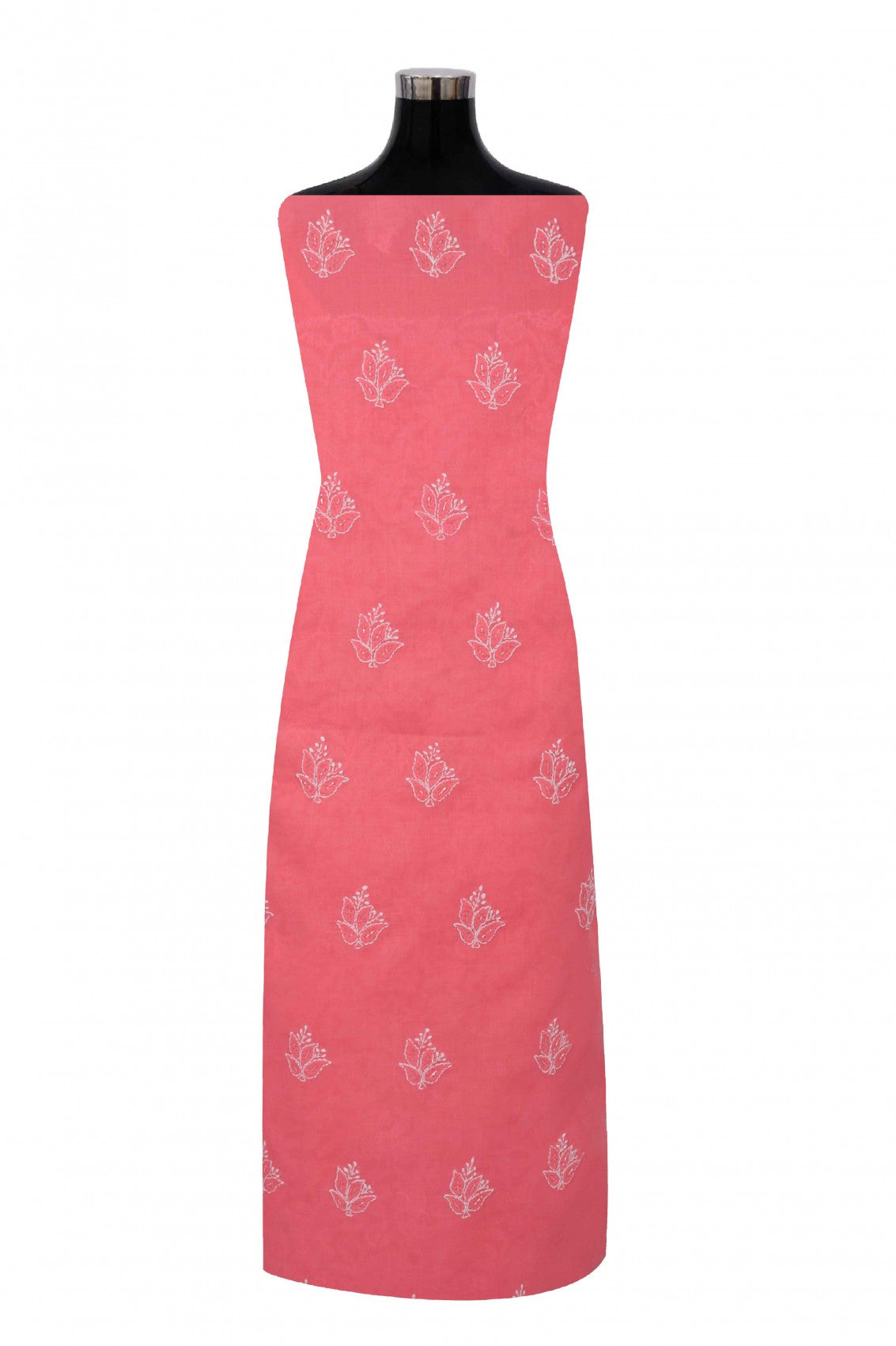Ada Hand Embroidered Pink Cotton Lucknowi Chikankari Unstitched Suit Piece With Cutdana Work 01A213973