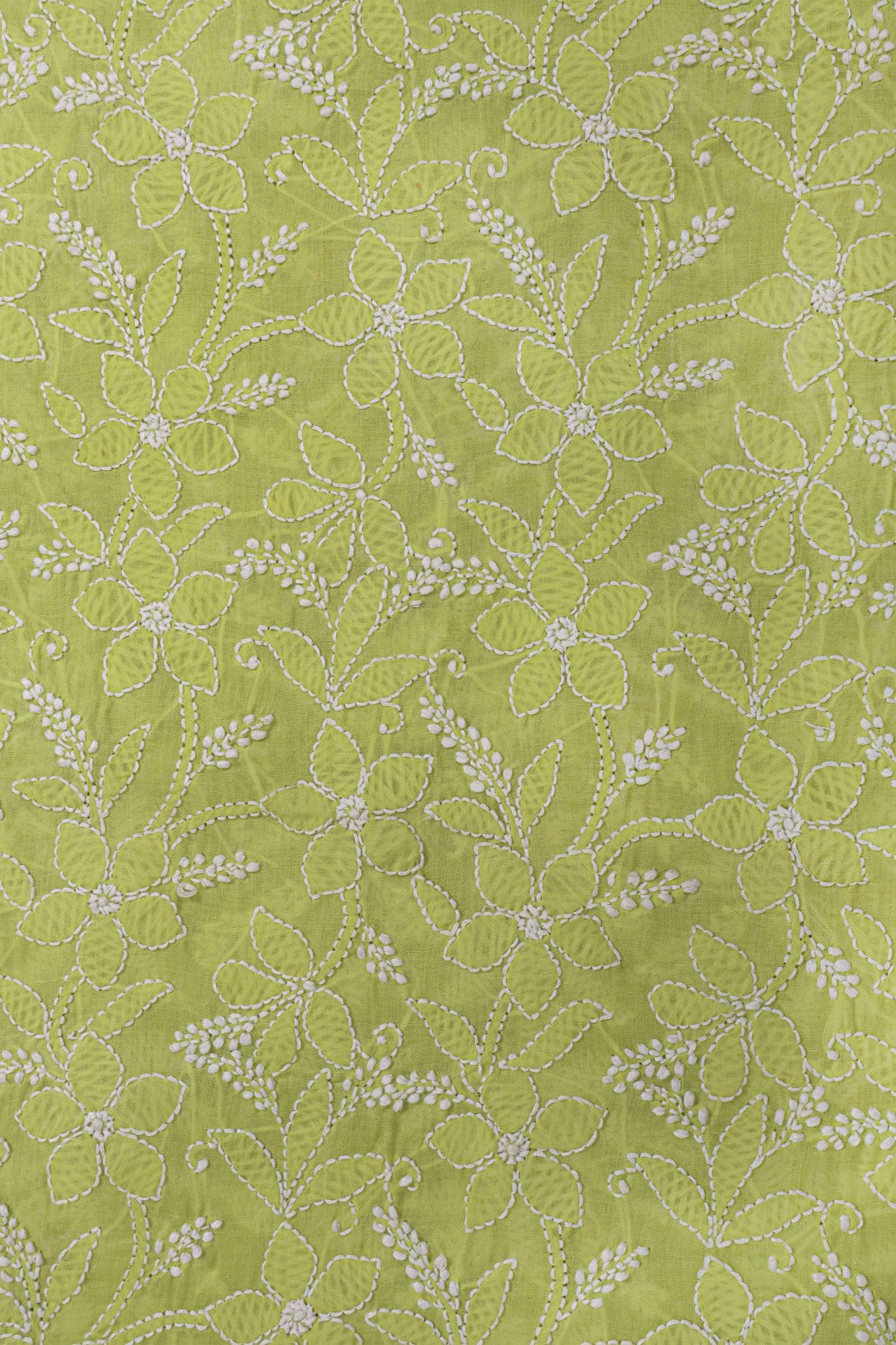 Ada Hand Embroidered Green Cotton Lucknowi Chikankari Dupatta A588708